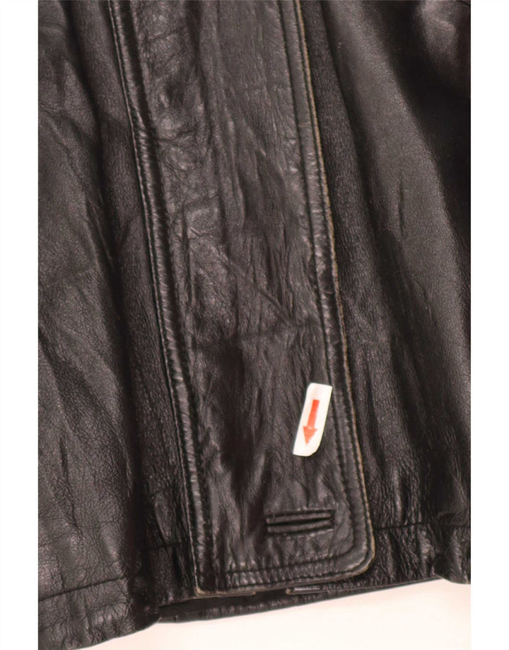 Jachetă de piele supradimensionată pentru femei cu glugă de epocă IT 44 Medium Black