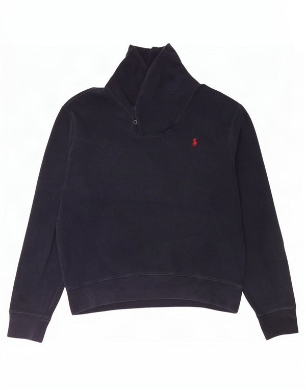 Pulover Polo Ralph Lauren pentru bărbați cu gât șal, bumbac mare, albastru bleumarin