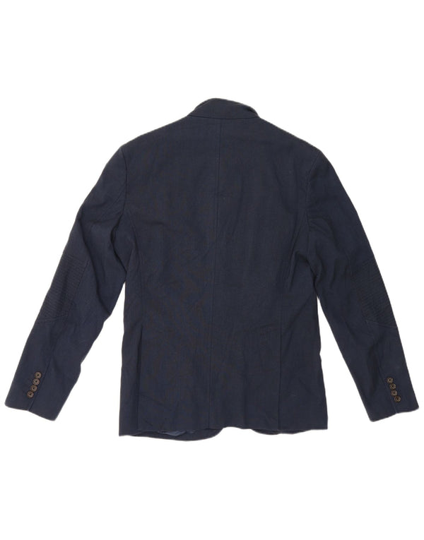 Blazer pentru bărbați Zara, cu 4 nasturi, UK 40, mare, poliester bleumarin