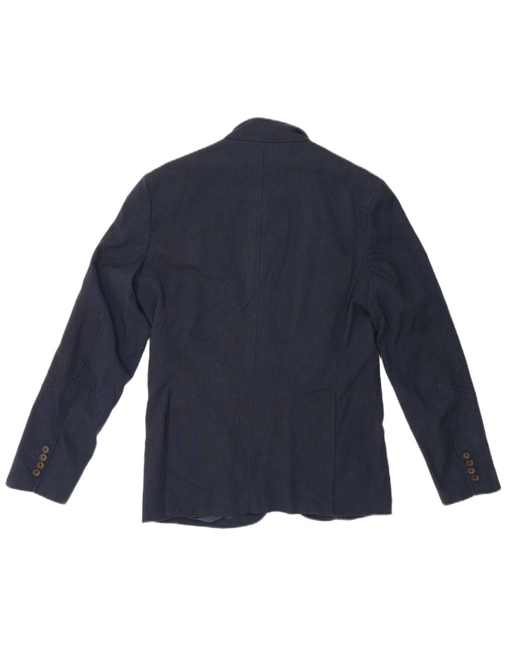 Blazer pentru bărbați Zara, cu 4 nasturi, UK 40, mare, poliester bleumarin
