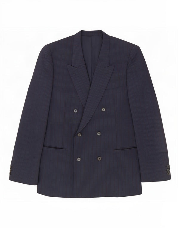 Jachetă pentru bărbați Monti Blazer în două piept IT 56 3XL Lână cu dungi bleumarin