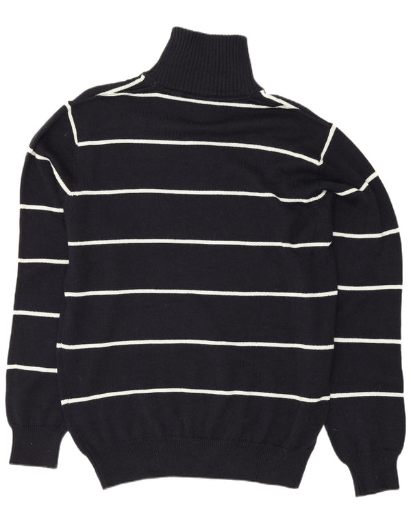Pulover Vintage pentru bărbați, cu fermoar, cu gât, 2XL, lână merinos cu dungi albastre