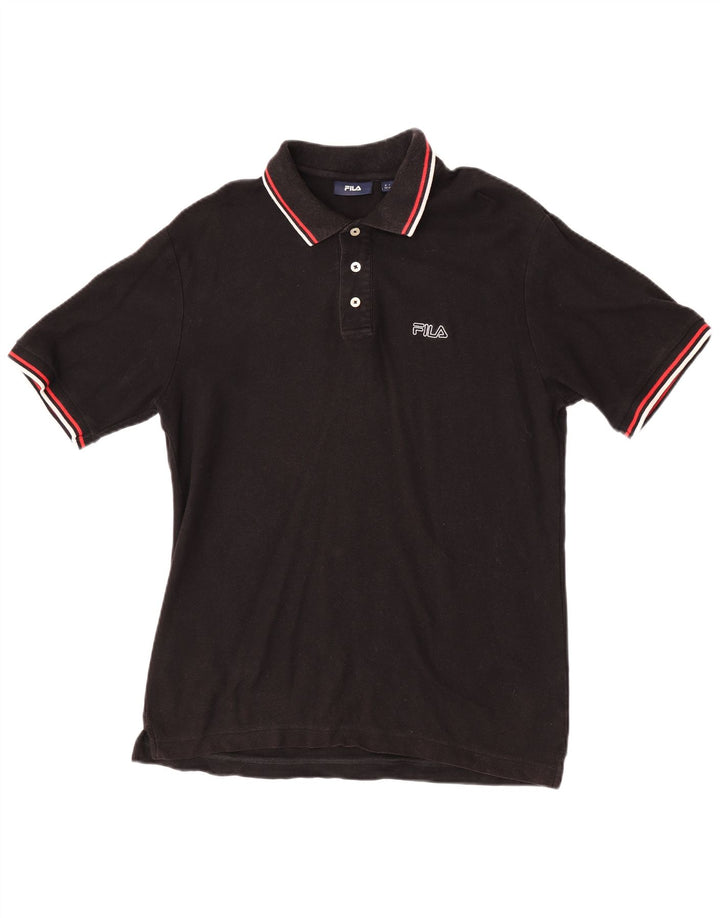 Tricou polo Fila pentru bărbați, bumbac mediu negru