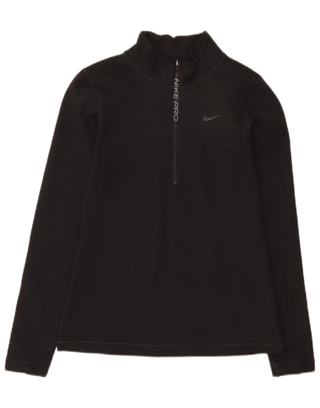 Top de trening pentru bărbați Dri Fit, cu fermoar și gât, din poliester negru