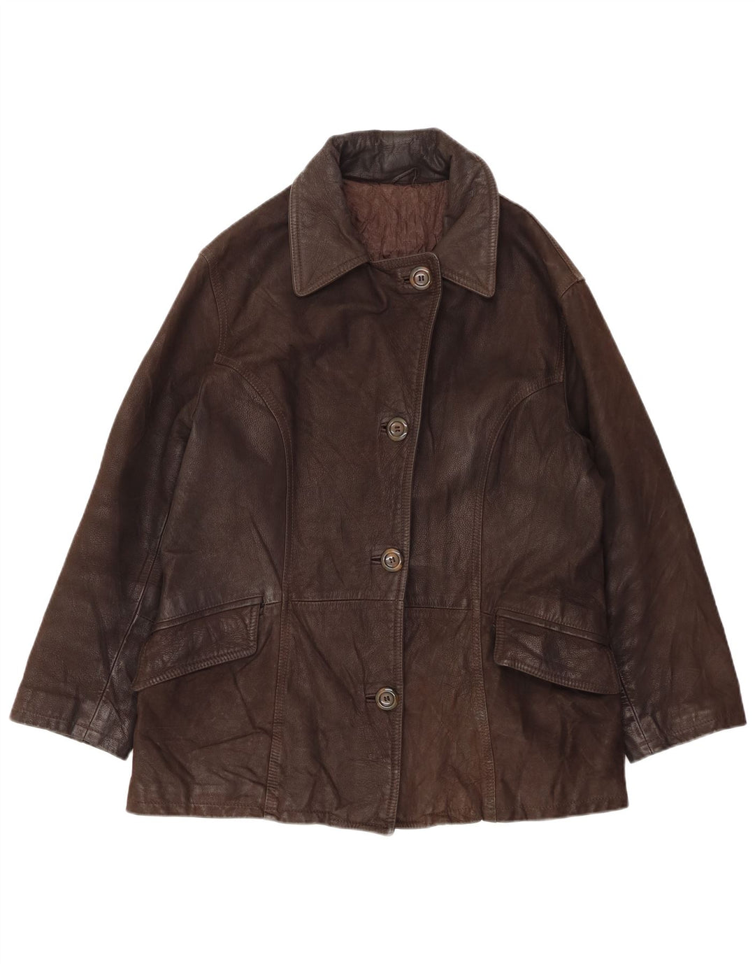 Jachetă de piele pentru femei RELISH IT 46 din piele maro mare