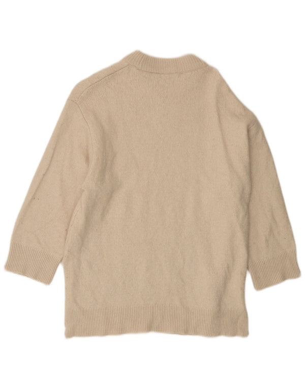 Pulover pentru femeie Zara, cu mâneci 3/4, supradimensionat, cu gât de barcă, UK 10 Mic Bej
