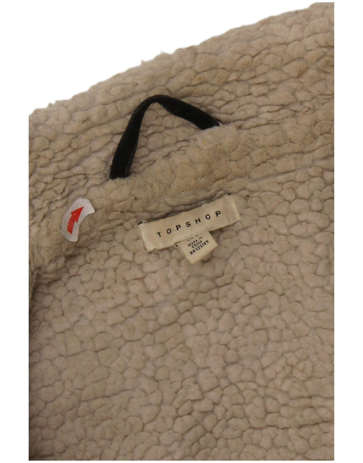 Topshop Jachetă de denim Sherpa supradimensionată pentru femei UK 8 Small Black Classic