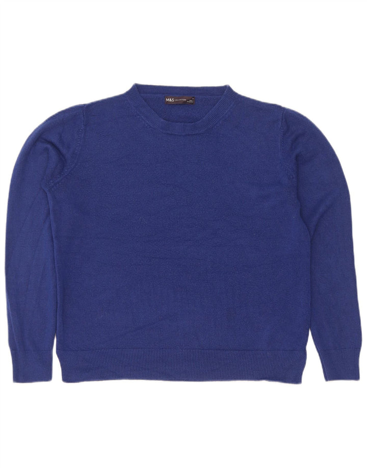 Pulover pentru femei Marks & Spencer cu decolteu triplu UK 14 Medium Blue Acrylic