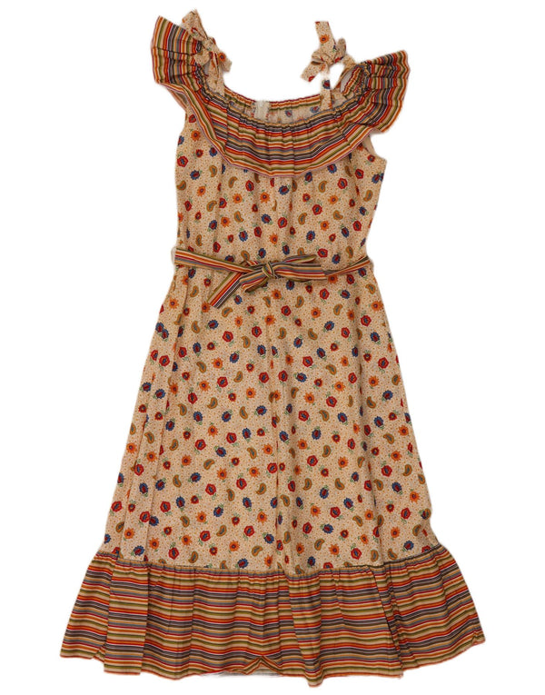 VINTAGE Rochie A-Line Fără mâneci pentru femei EU 36 Bumbac Paisley Bej Mic