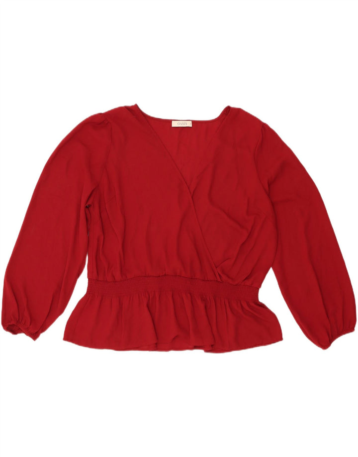 Bluză cu mânecă lungă pentru femei Oasis, Marea Britanie 22 3XL, Poliester Bordeaux