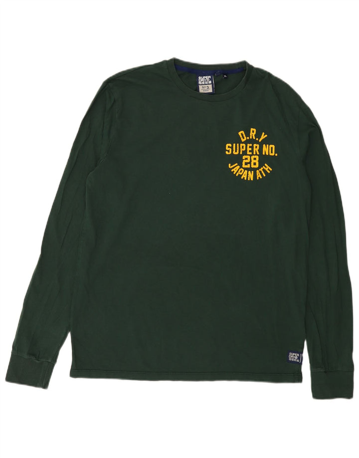 Top grafic pentru bărbați Superdry cu mânecă lungă XL, bumbac verde