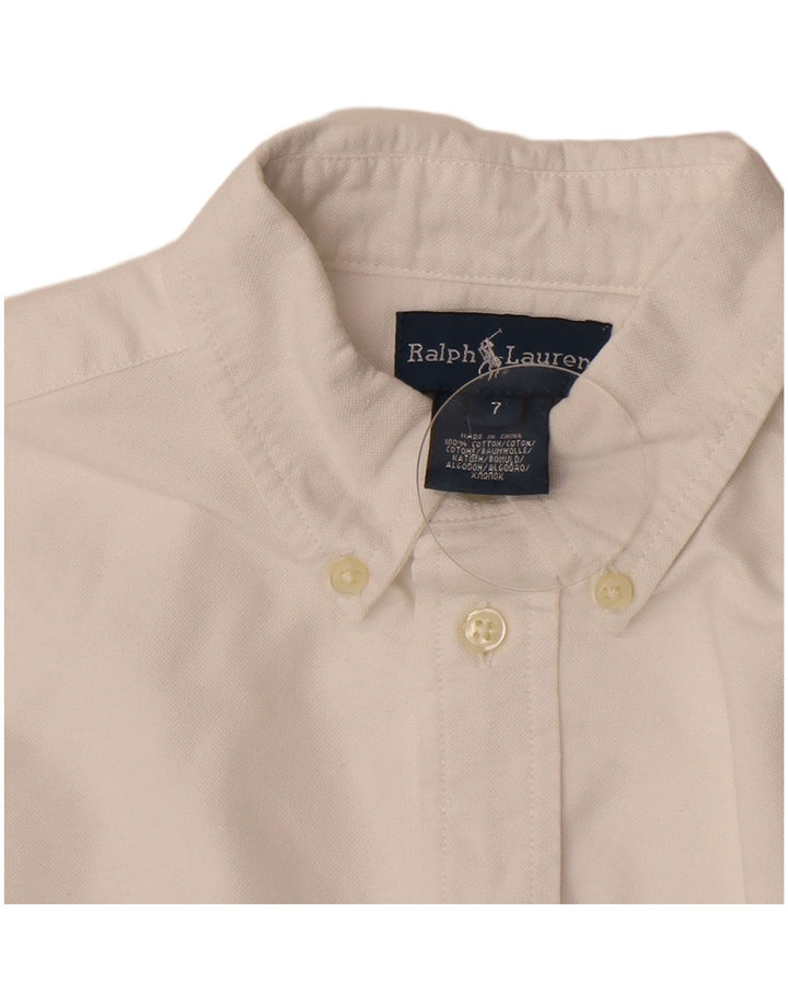 Cămașă Ralph Lauren băieți 6-7 ani bumbac alb