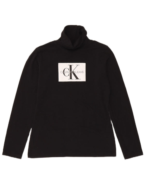 Calvin Klein Jeans Top grafic pentru femei cu mânecă lungă UK 14 Large Black