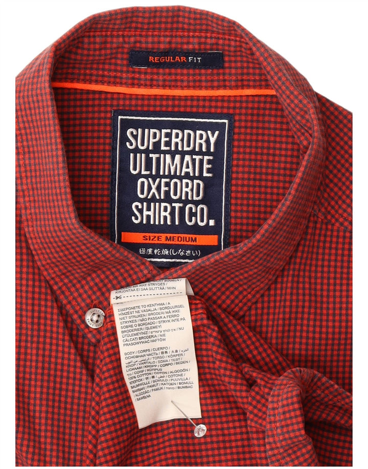 Cămașă pentru bărbați SUPERDRY, cu tăiere obișnuită, roșu mediu, bumbac vichy