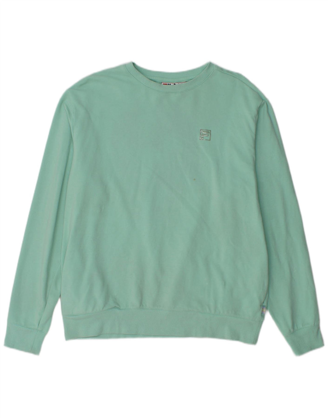FILA Womens Sweatshirt Jumper UK 16 Large Green Cotton