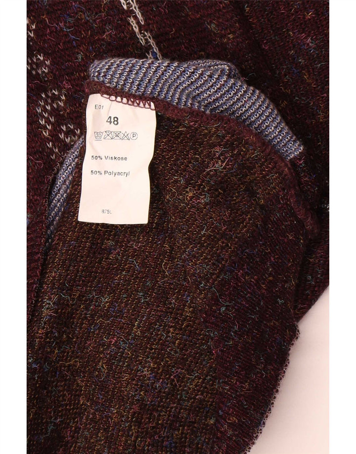 Pulover Vintage pentru bărbați cu decolteu în V IT 48 Maro Mediu Geometric Poliacrilic