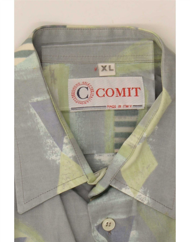 Cămașă Vintage pentru bărbați cu model abstract XL, gri viscoză