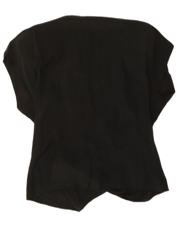 Bluză înfășurată supradimensionată pentru femei Vintage US 4 Small Acetat negru
