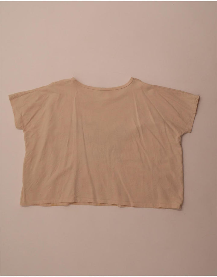 French Connection Tricou grafic Crop pentru femei Top UK 14 Medium Beige Bumbac