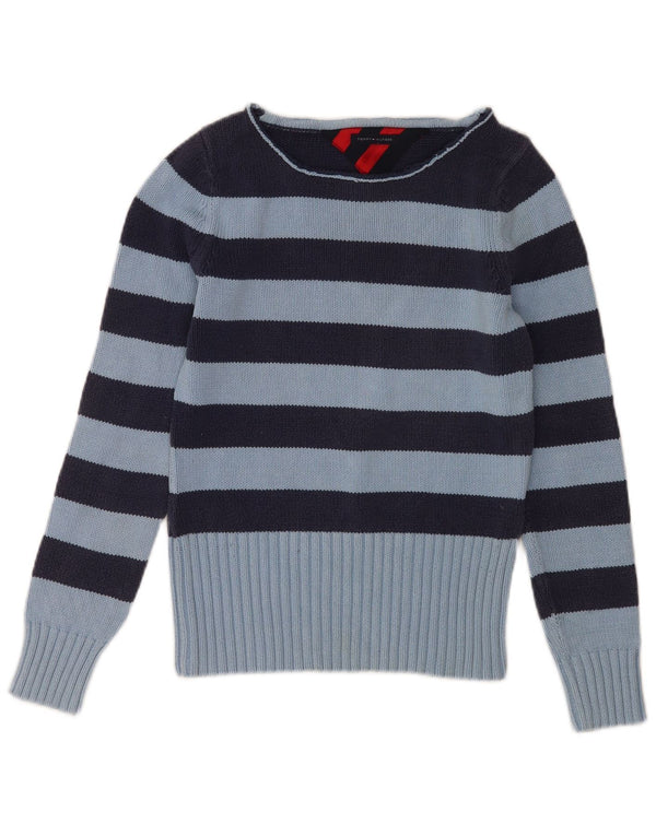 TOMMY HILFIGER Pulover pentru damă cu gât de barcă, UK 10, cu dungi mici, albastre