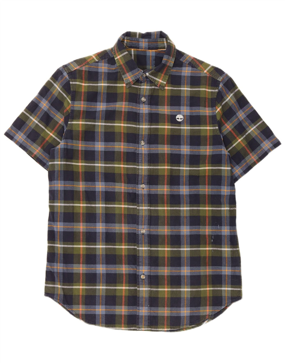 Cămașă cu mânecă scurtă pentru bărbați Timberland, din bumbac cu carouri, albastru bleumarin mediu