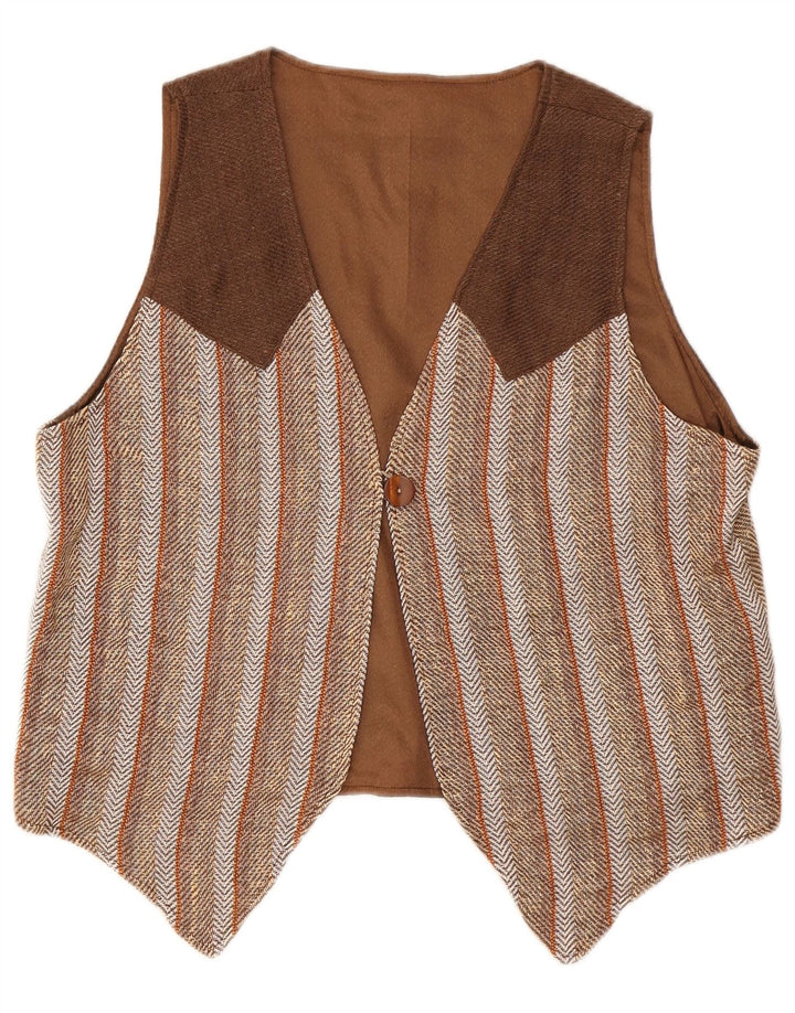 Vestă de damă VINTAGE UK 16 mare maro Herringbone