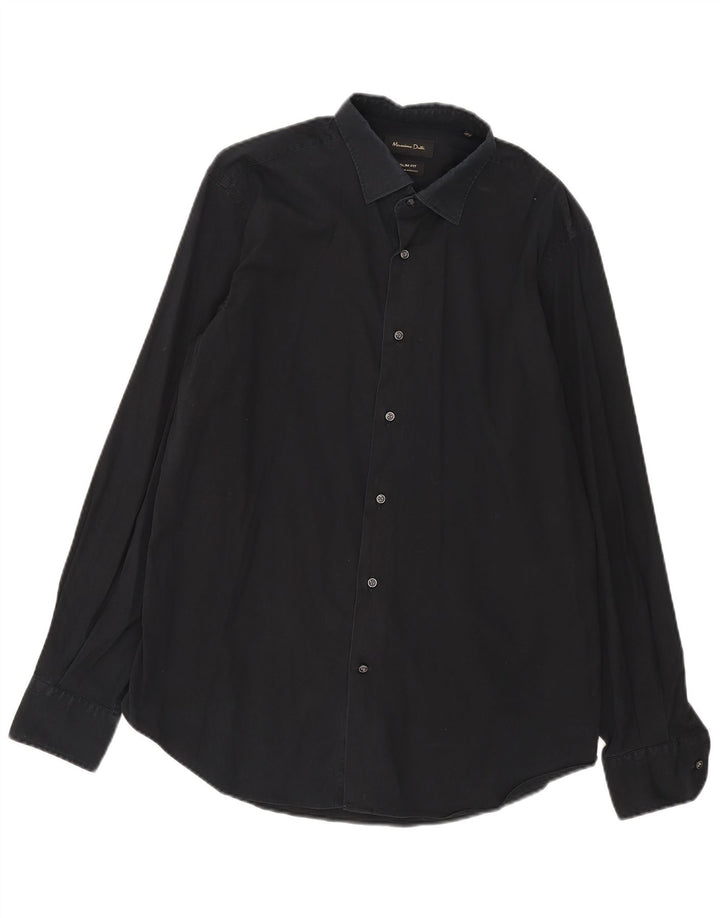 Cămașă Massimo Dutti Slim Fit XL Negru pentru bărbați
