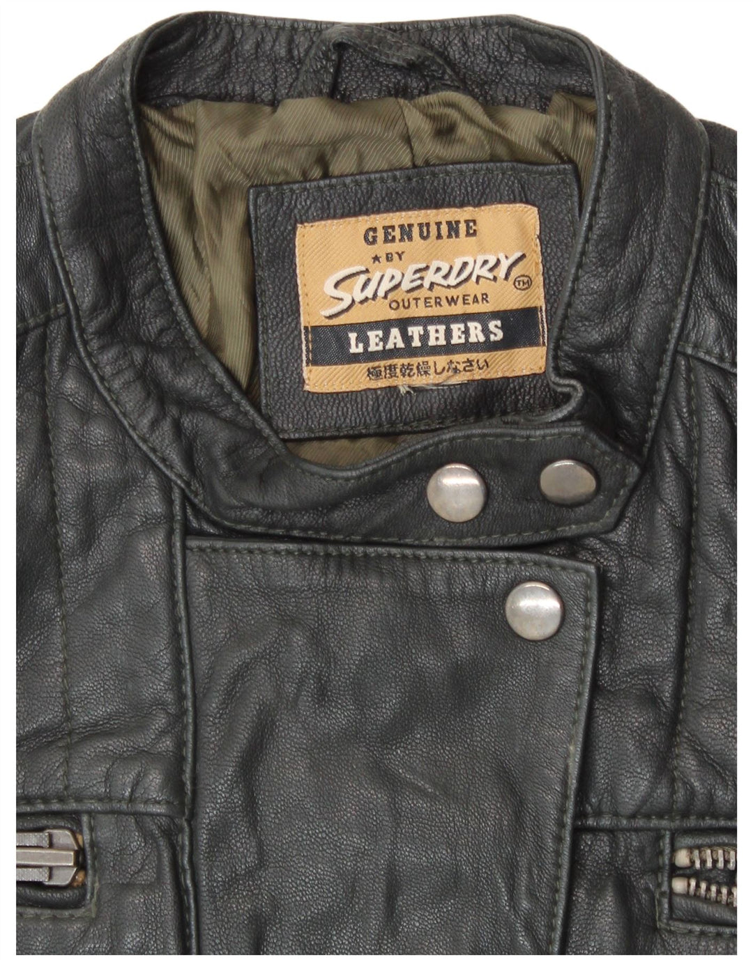 SUPERDRY Jachetă de piele pentru femei UK 14 Medium Black Leather