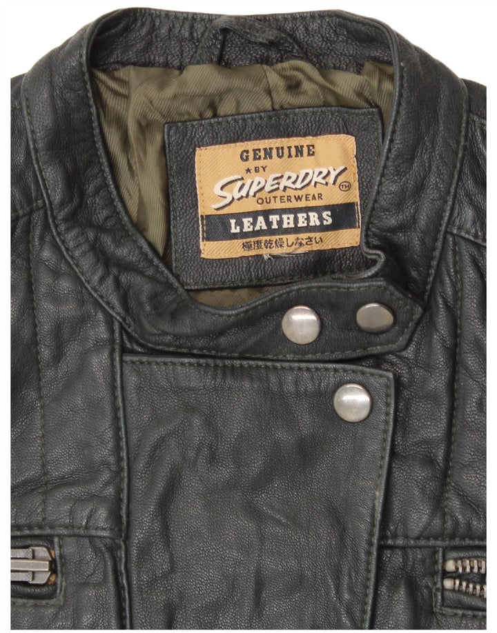 SUPERDRY Jachetă de piele pentru femei UK 14 Medium Black Leather