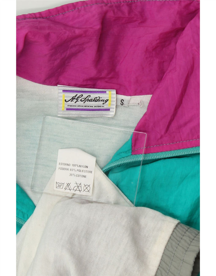 VINTAGE Mens Tracksuit Top Jacket Small Turquoise Colourblock Nylon Vintage Vintage and Second-Hand Vintage from Messina Hembry 