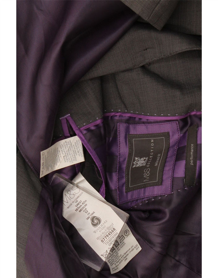 Jachetă pentru bărbați Marks & Spencer, croită, cu 2 nasturi, IT 52 XL, lână gri