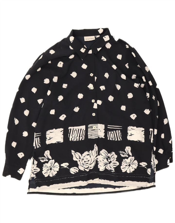 Bluză cămașă supradimensionată pentru femei Jaques Vert UK 16, mare, bleumarin, florală