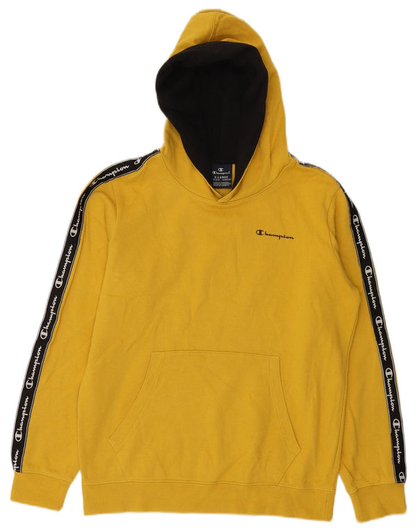 Pulover cu glugă cu grafic pentru băieți Champion, 13-14 ani, XL, galben Colorblock