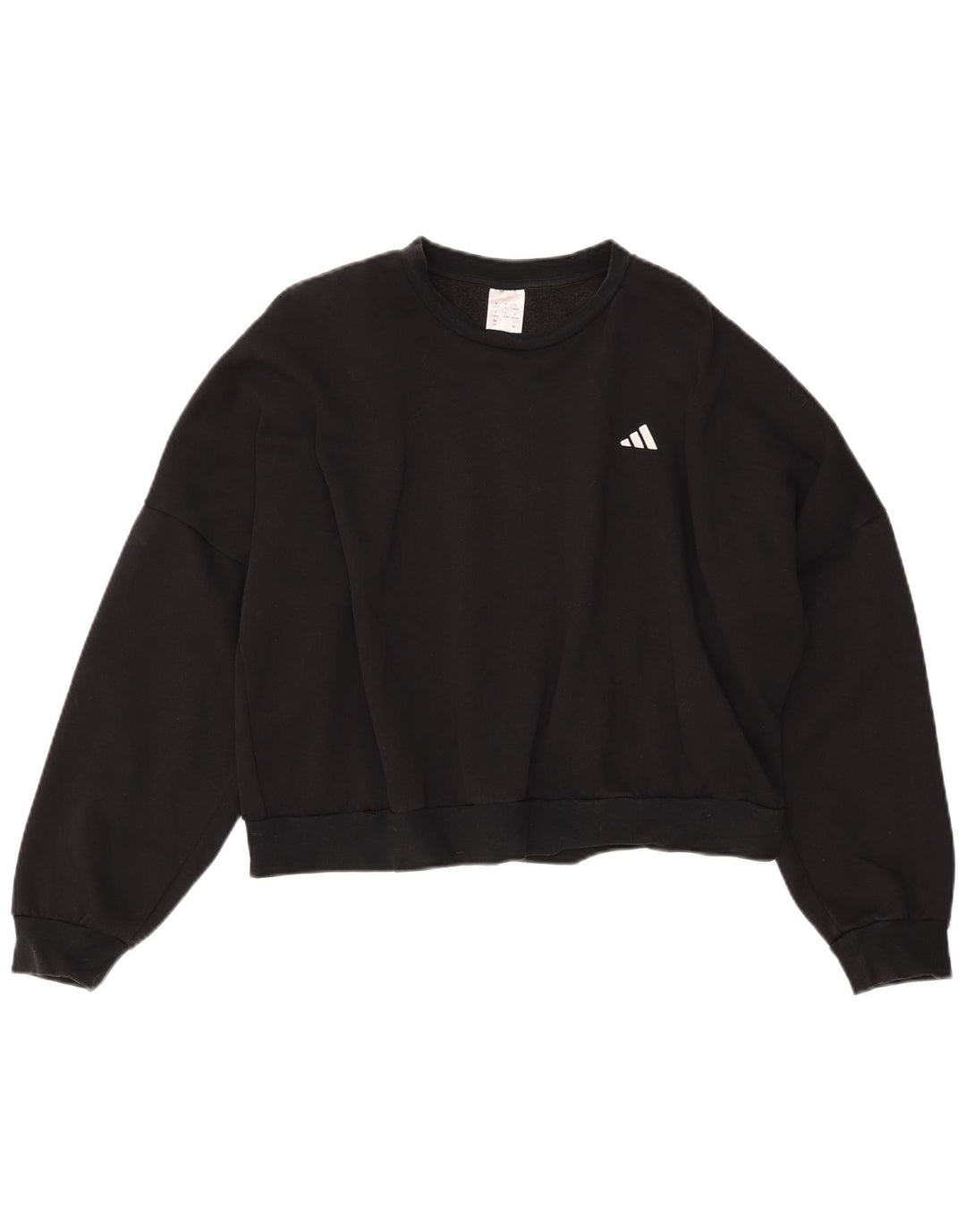 Pulover oversize ADIDAS Crop pentru femei, Marea Britanie 16/18, bumbac negru mare