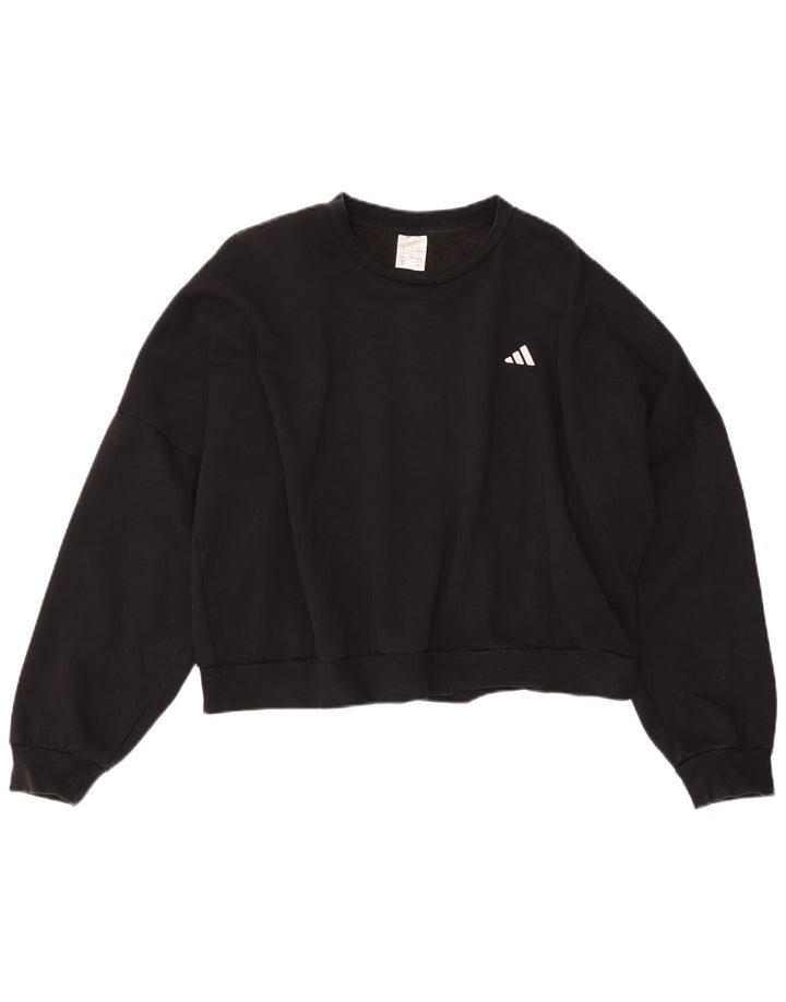 Pulover oversize ADIDAS Crop pentru femei, Marea Britanie 16/18, bumbac negru mare