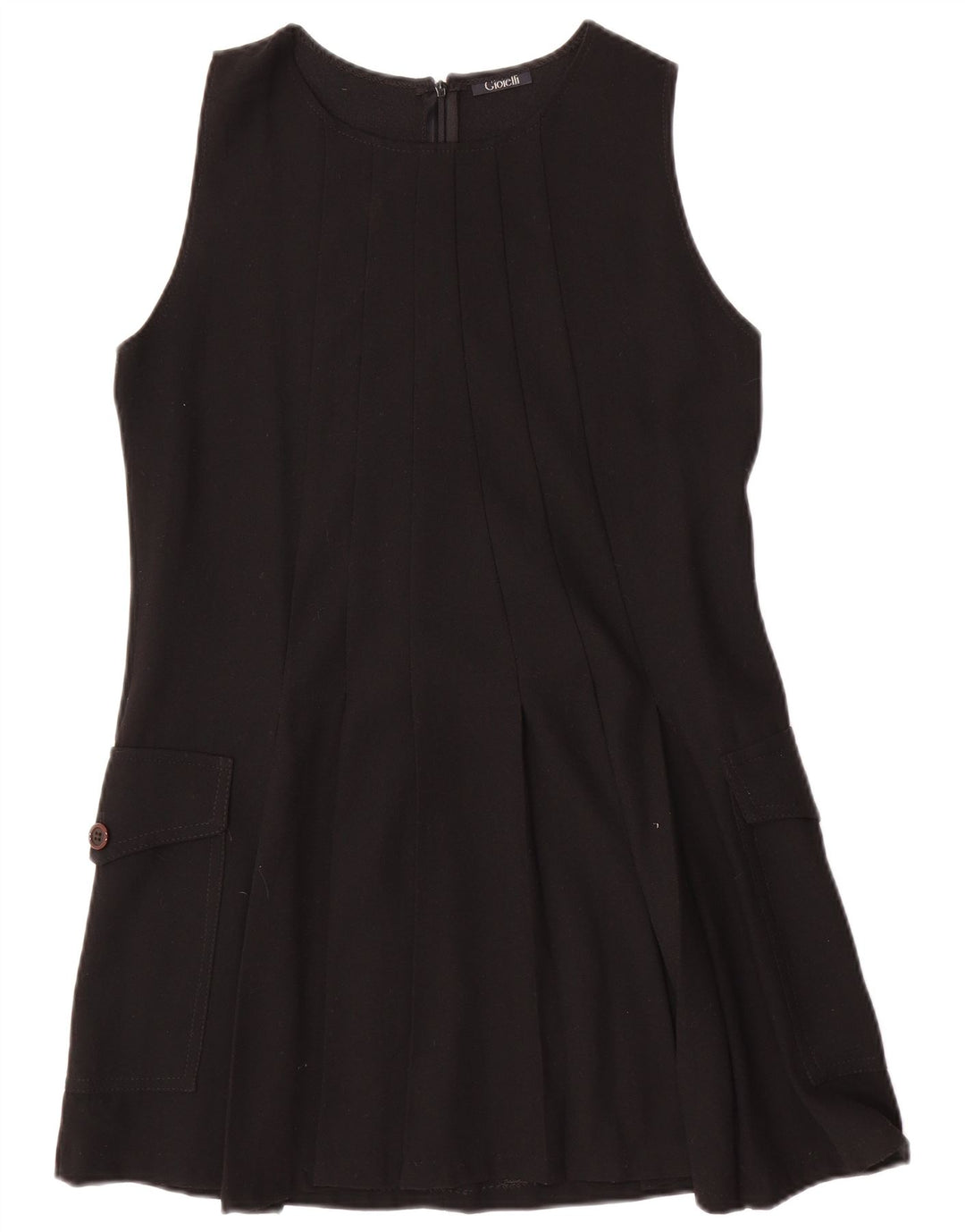 Rochie A-Line fără mâneci vintage pentru femei UK 12 Lână neagră medie