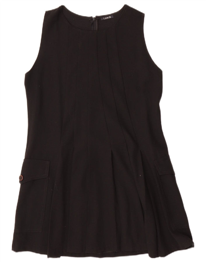 Rochie A-Line fără mâneci vintage pentru femei UK 12 Lână neagră medie