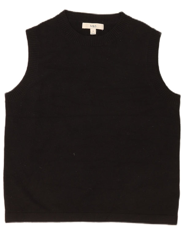 Marks & Spencer Womens Vest Tank Top UK 14 Medium Black Poliester
