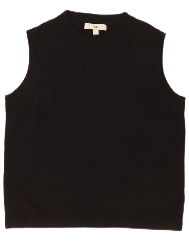 Marks & Spencer Womens Vest Tank Top UK 14 Medium Black Poliester