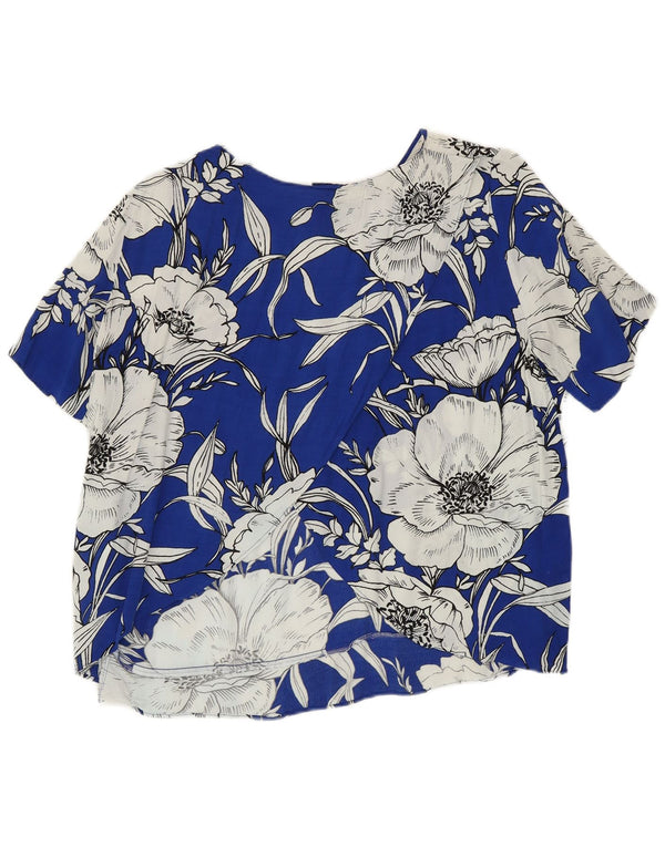 Bluză Crop Top Femei Zara UK 14 Medium Blue Floral Viscose