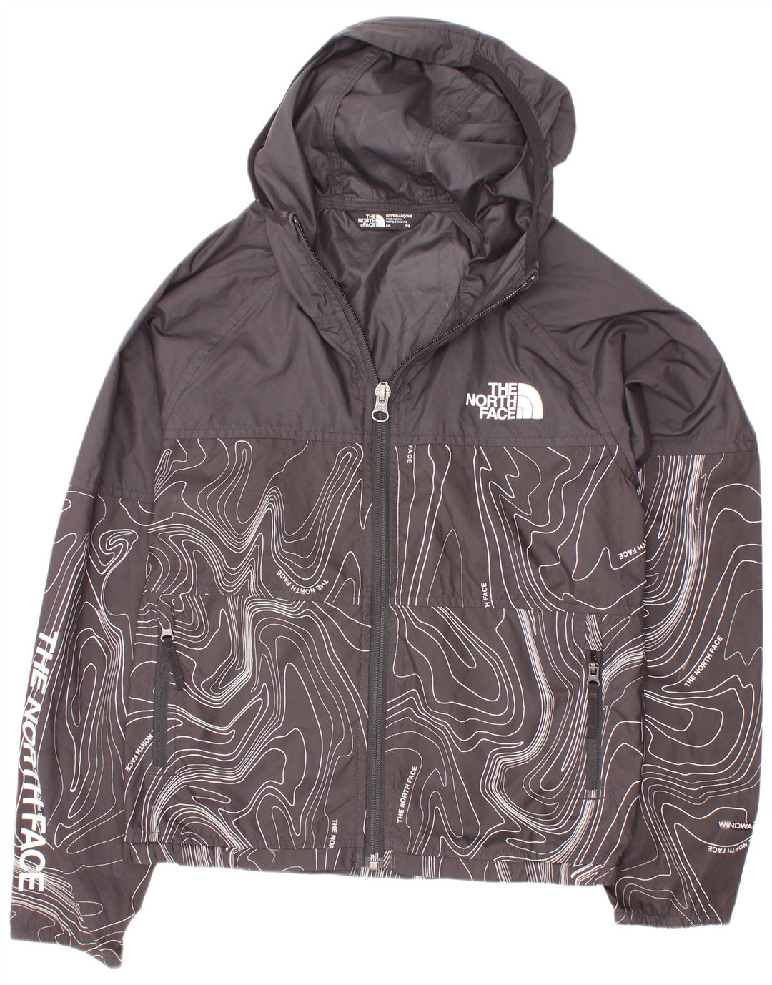 Jachetă de ploaie cu glugă The North Face pentru băieți, 7-8 ani, neagră mică