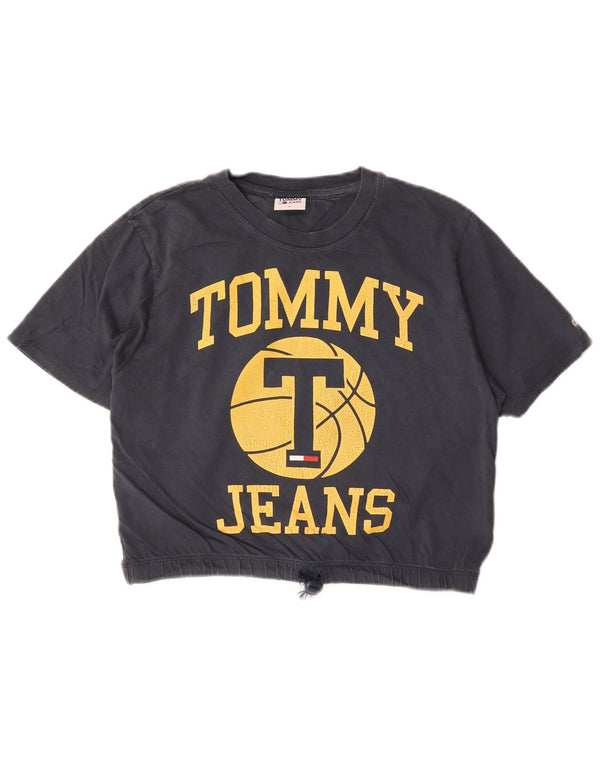 Tricou cu grafic crop Tommy Hilfiger pentru femei Top UK 10 mic Bumbac bleumarin