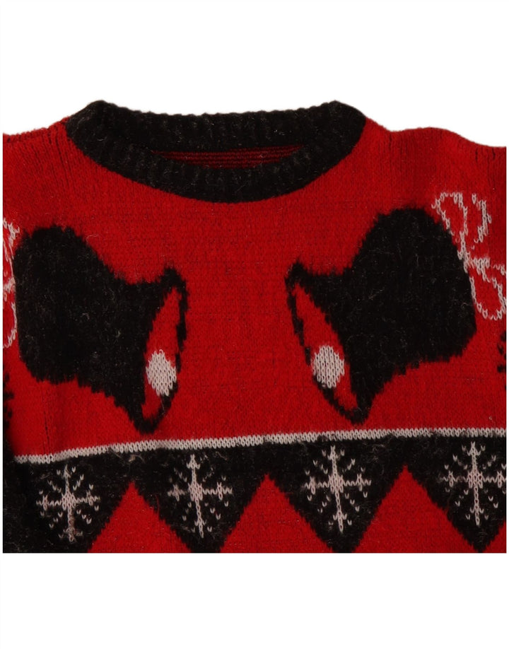 Pulover VINTAGE pentru bărbați cu gât roșu XL Fair Isle