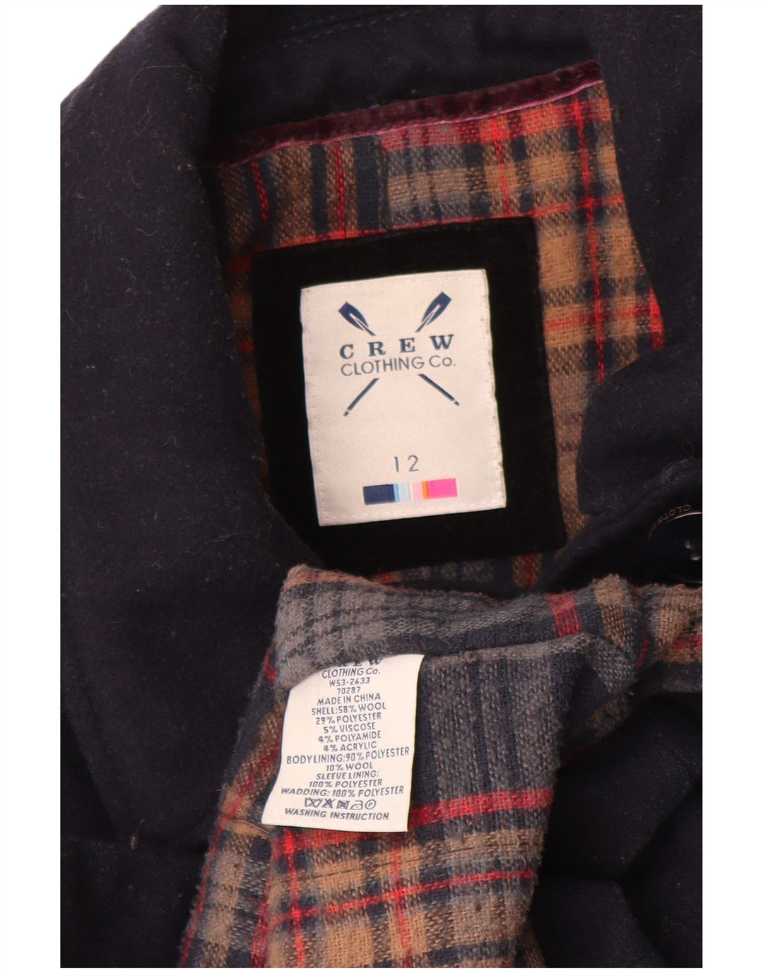 Crew Clothing Palton pentru femei UK 12 Mediu Lână bleumarin