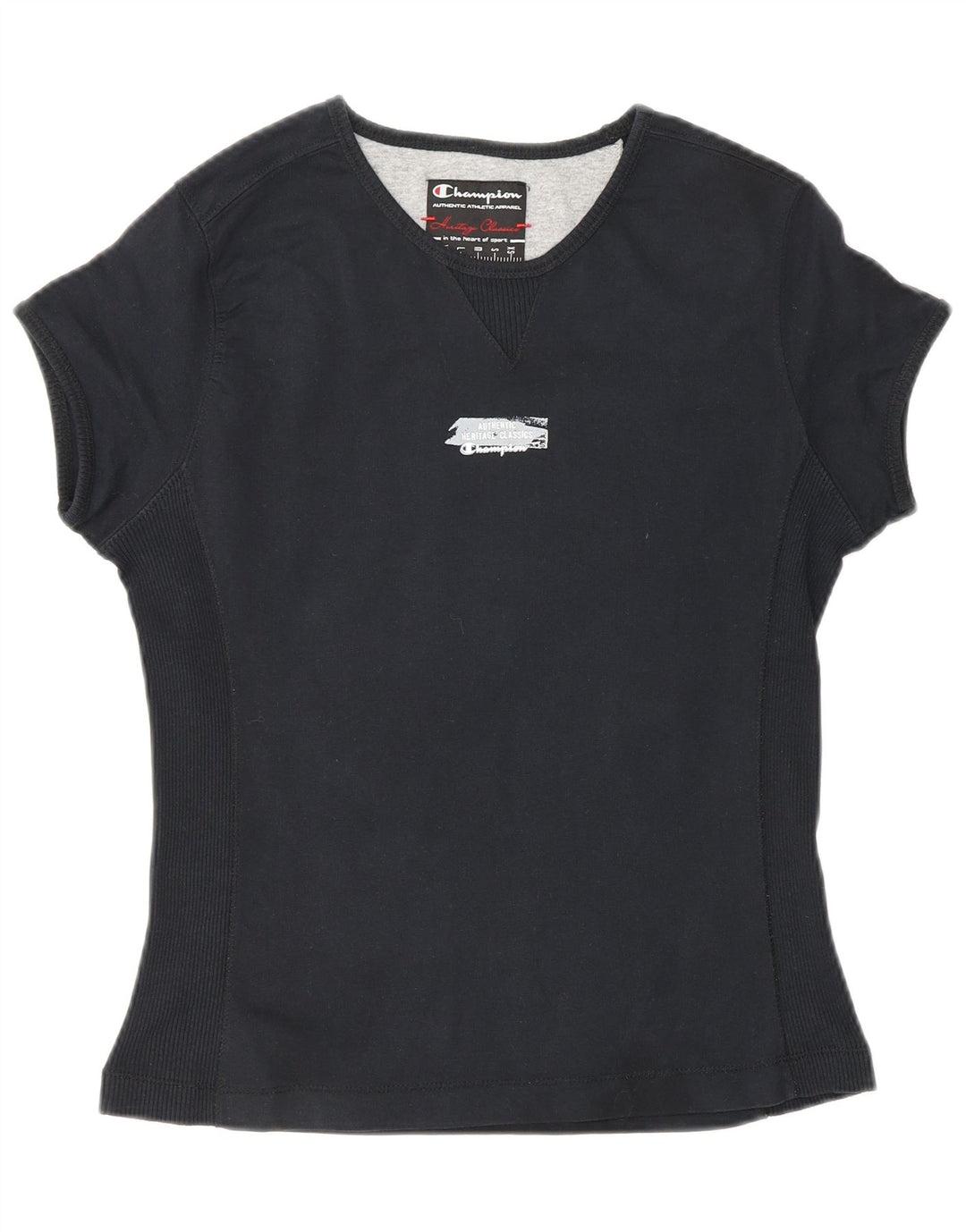 Tricou pentru femei CHAMPION Heritage Classics Top UK 12 Medium Black Bumbac