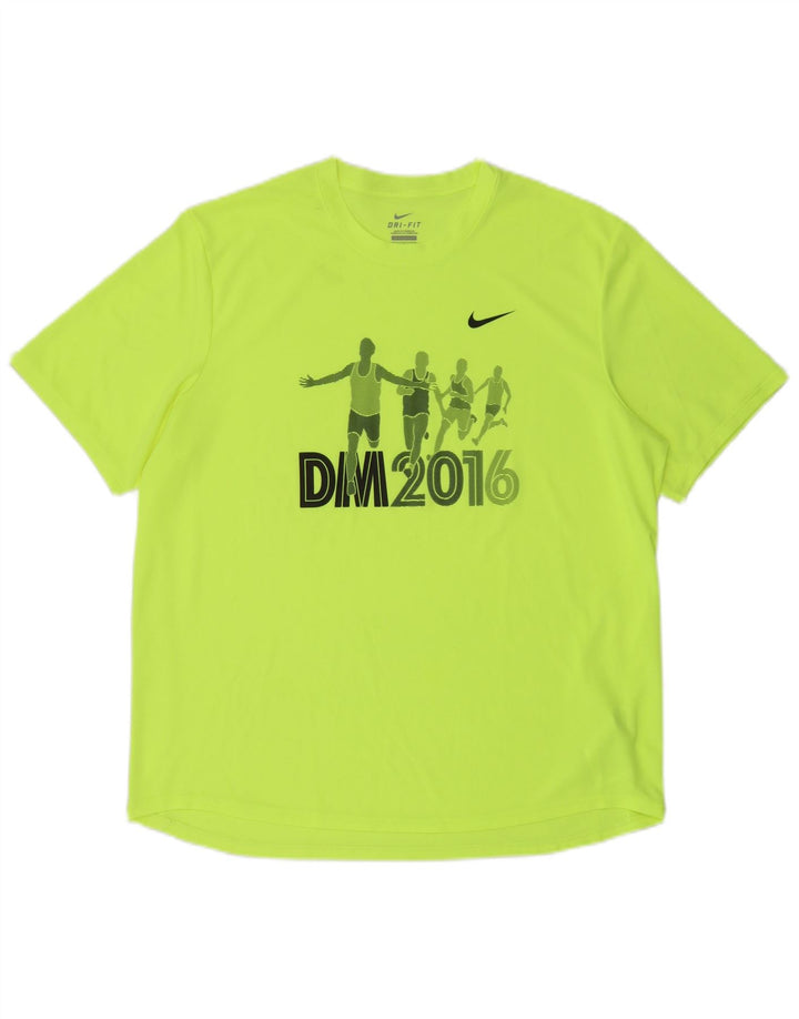 Tricou grafic Nike Dri Fit pentru bărbați Top mare din poliester verde