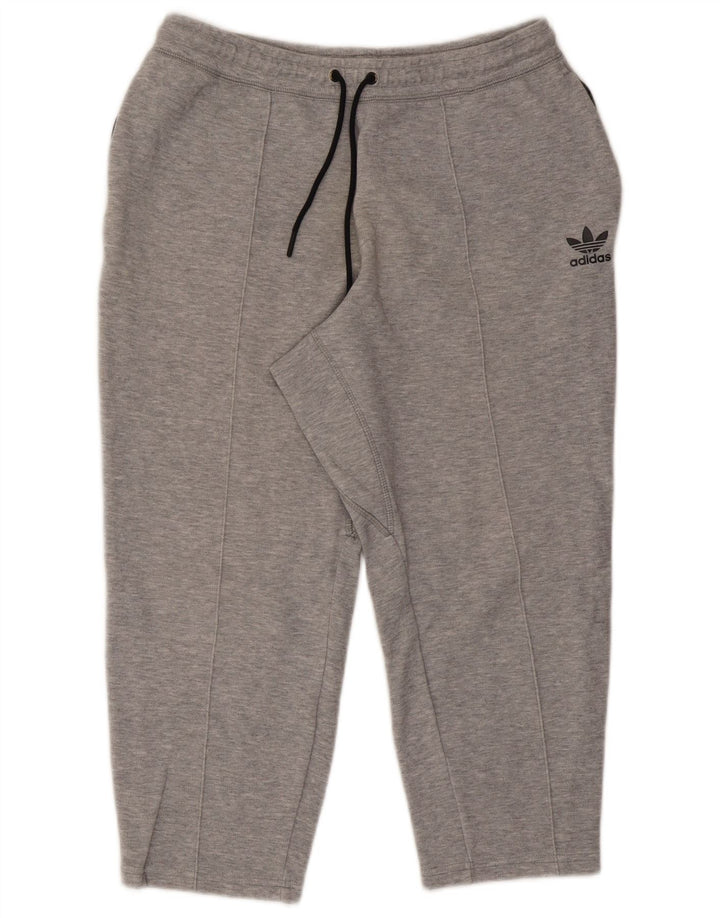 Pantaloni de trening capri Adidas pentru bărbați, bumbac cu pete, gri mediu