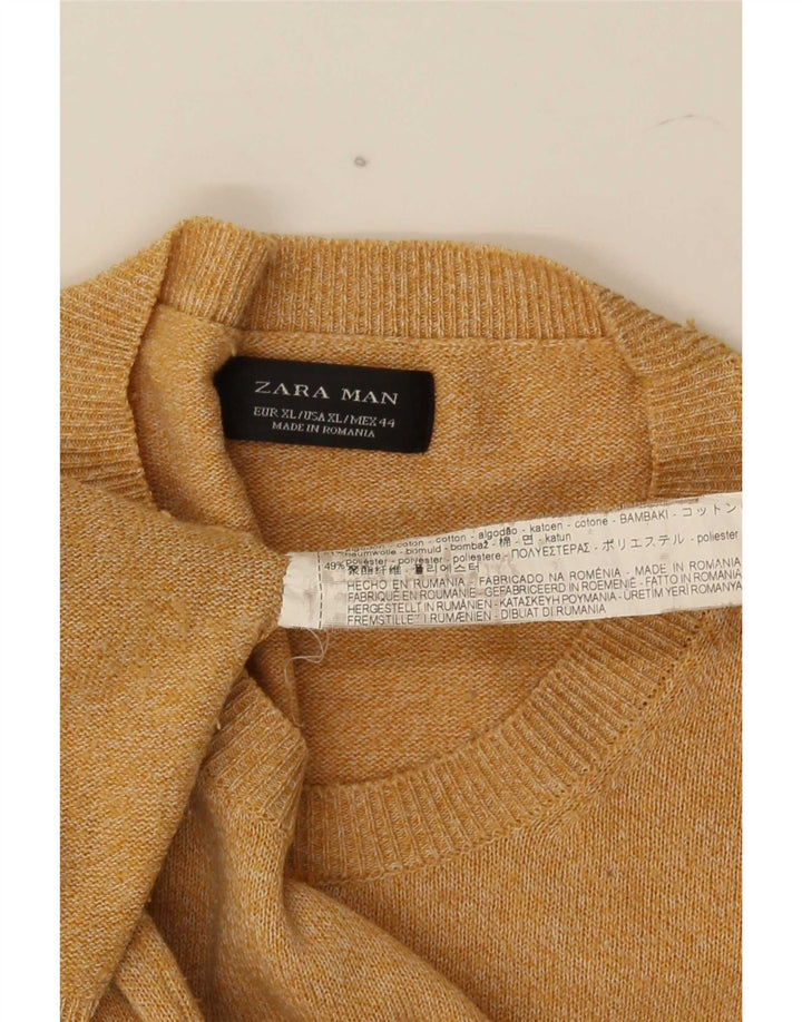 Pulover pentru bărbați Zara, cu gât crew, XL, bumbac maro