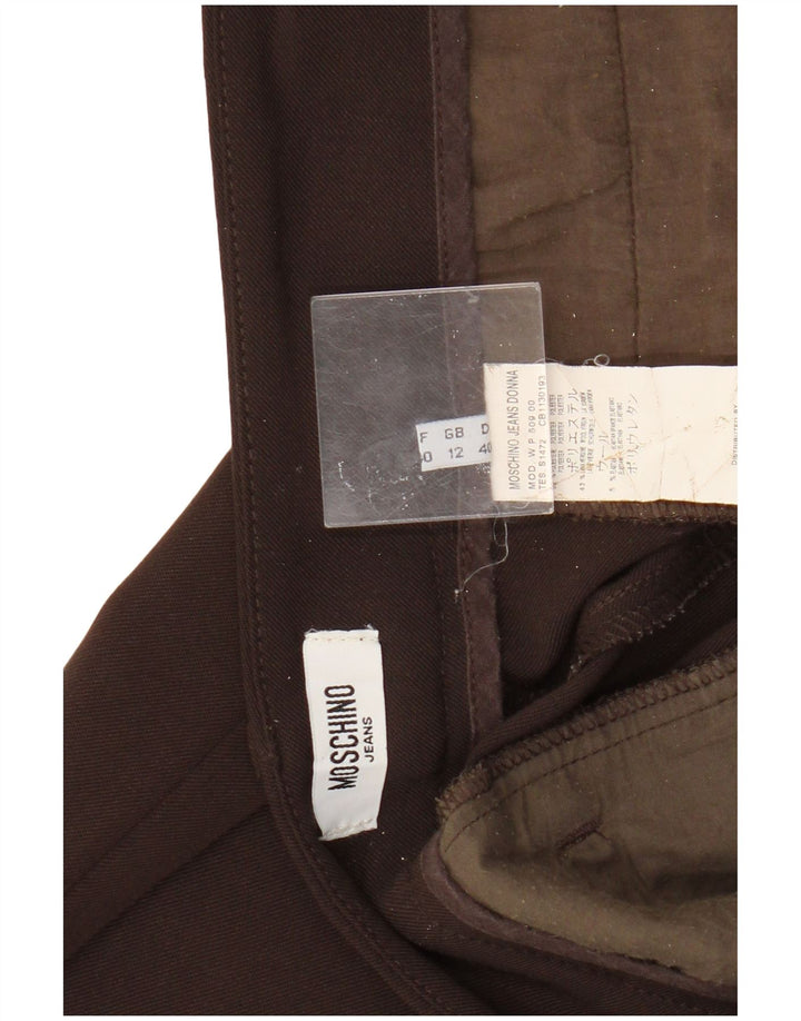 Pantaloni chino slim pentru femei Moschino UK 12 Medium L32 L29 Maro Poliester