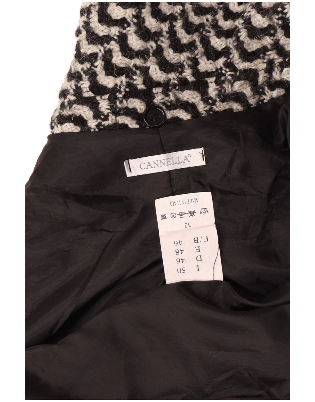 Pardesiu vintage pentru femei IT 50 XL acetat geometric negru